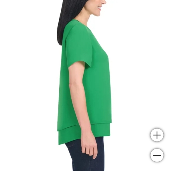 NWT Hilary Radley Women's Short Sleeve Blouse Green - Picture 2 of 9